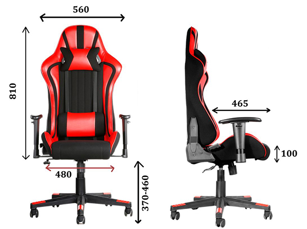 размери геймърски стол charles red