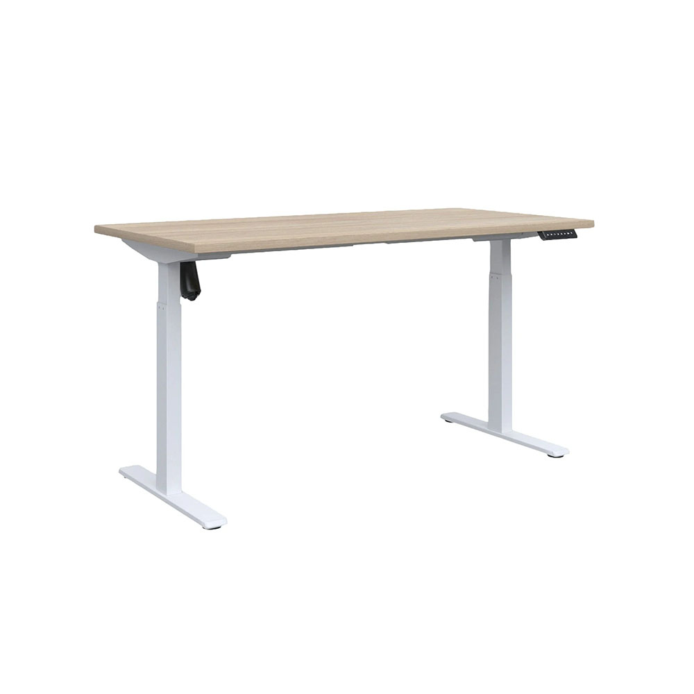 120/70 Ергономично електрическо бюро Light Pro RFG кехлибарен дъб-бял