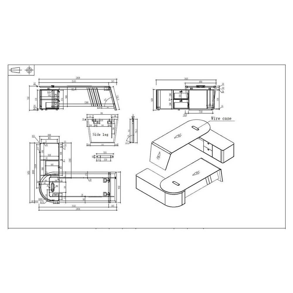 Офис бюро - RFG Savona 240/185/75 см австралийски дъб и сиво