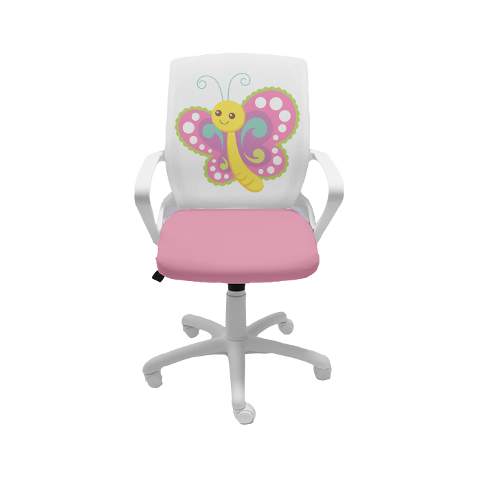Детски стол - Fly White розова пеперуда