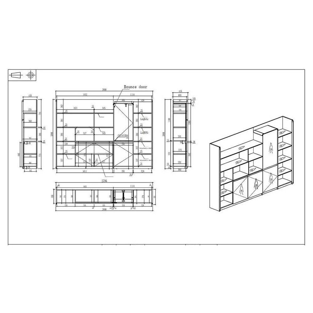 Офис шкаф - RFG Savona 280/43.5/200 см австралийски дъб и сиво