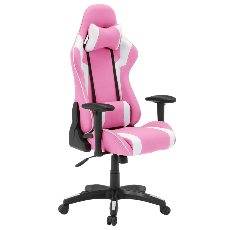 Геймърски стол - 6312 бял/розов