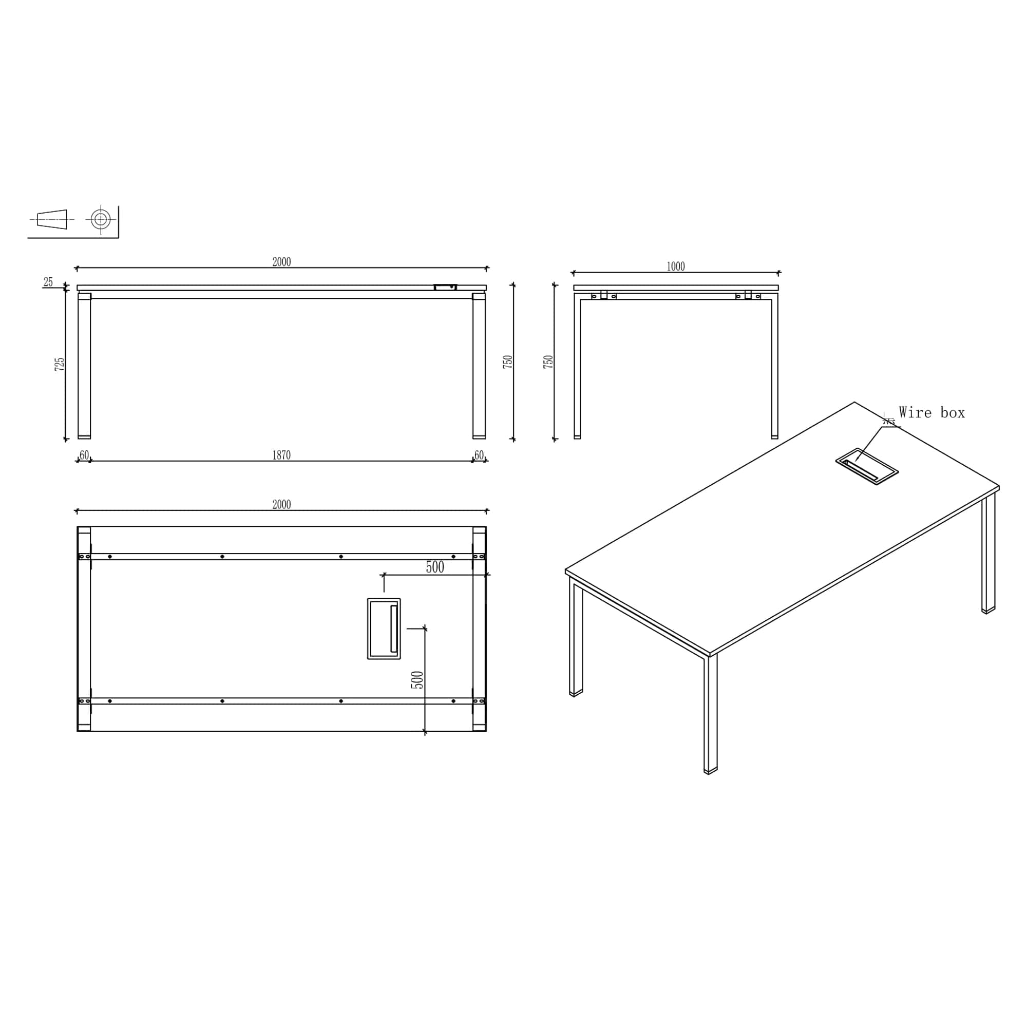 Заседателна маса RFG Monaco 200/100 бяло-черна