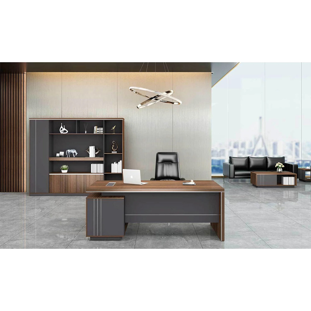 Офис бюро - RFG Chicago 160/160/75 см дъб Рейн и тъмносиво